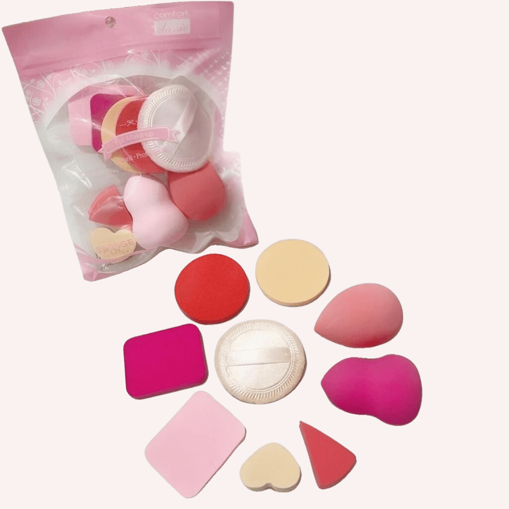 kit com 9 esponjas para maquiagem