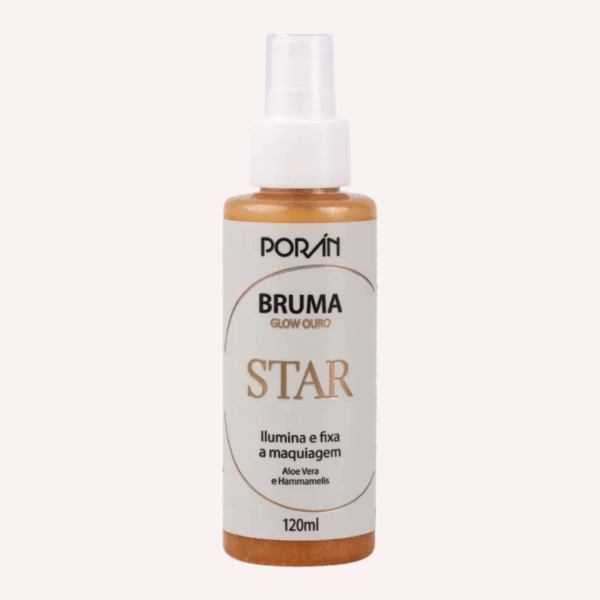 bruma glow ouro ilumina e fixa maquiagem porán