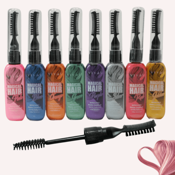 máscara para cabelo tinta temporária lavável magical hair vivai