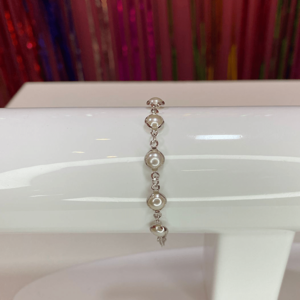 pulseira pérola prata