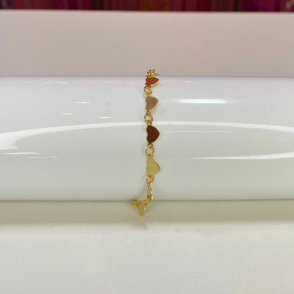 pulseira coração dourado
