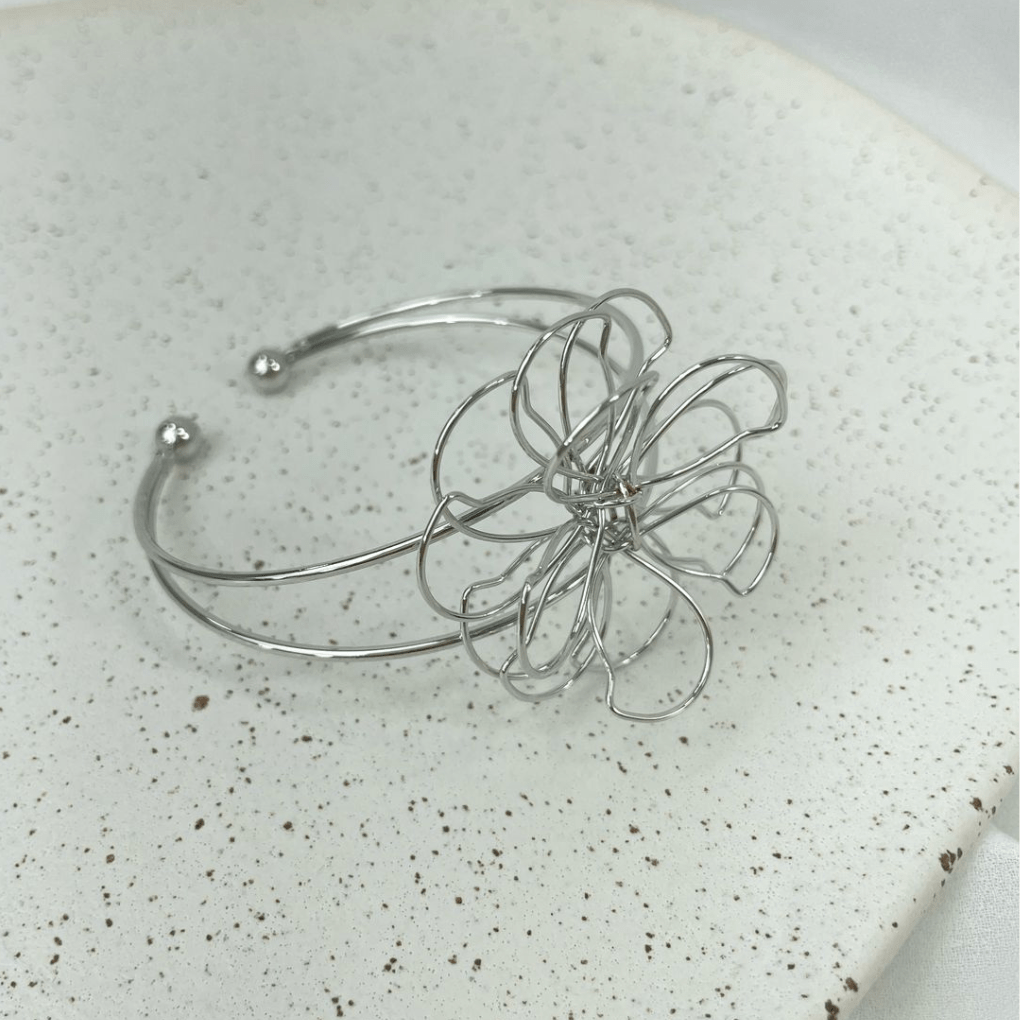 bracelete flor prata