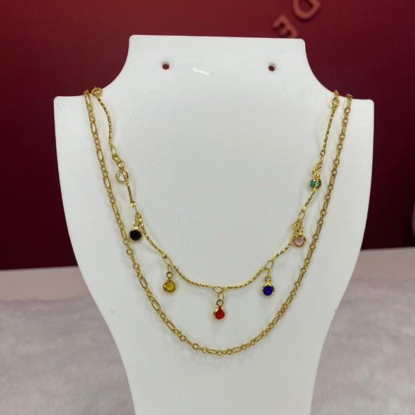 colar chocker duplo dourado