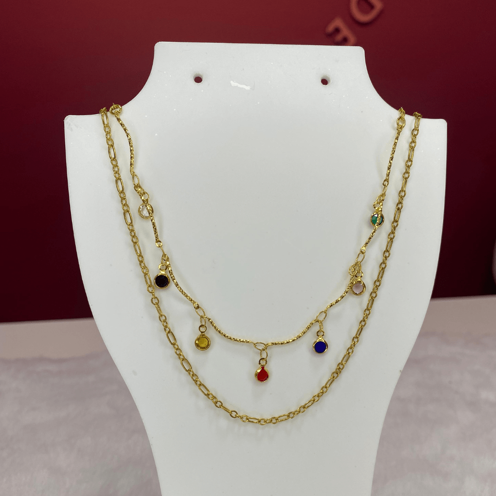 colar chocker duplo dourado