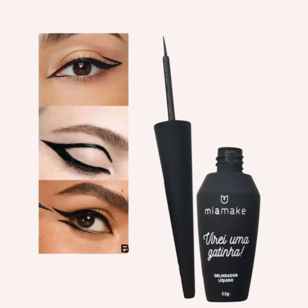 delineador líquido ultra fino preto virei uma gatinha mia make