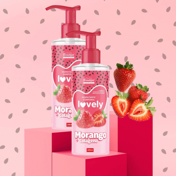 hidratante corporal lovely morango com colágeno face beautiful