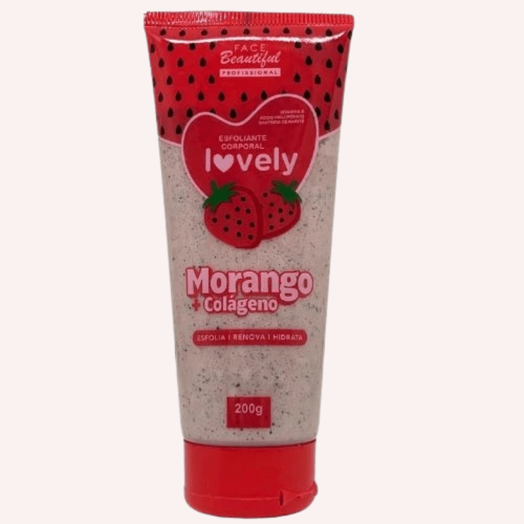 esfoliante corporal lovely morango com colágeno face beautiful