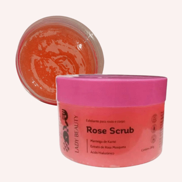 esfoliante corporal e facial rose scrub lady beauty