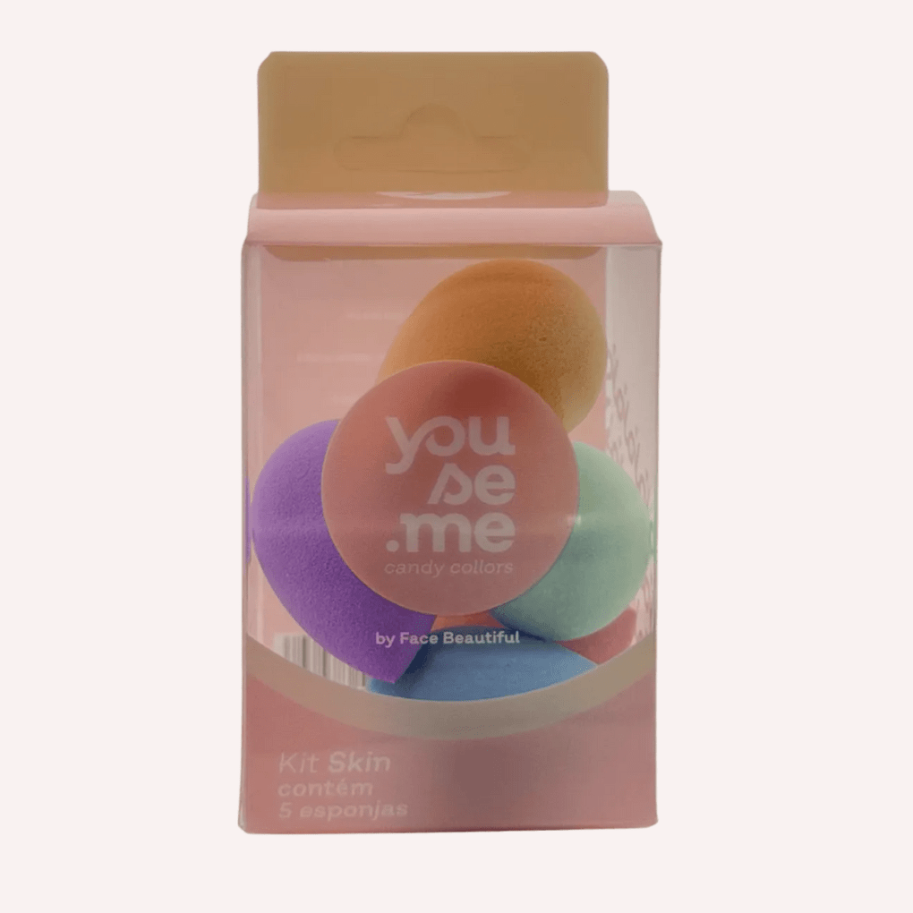 kit 5 mini esponjas gota de maquiagem face beautiful