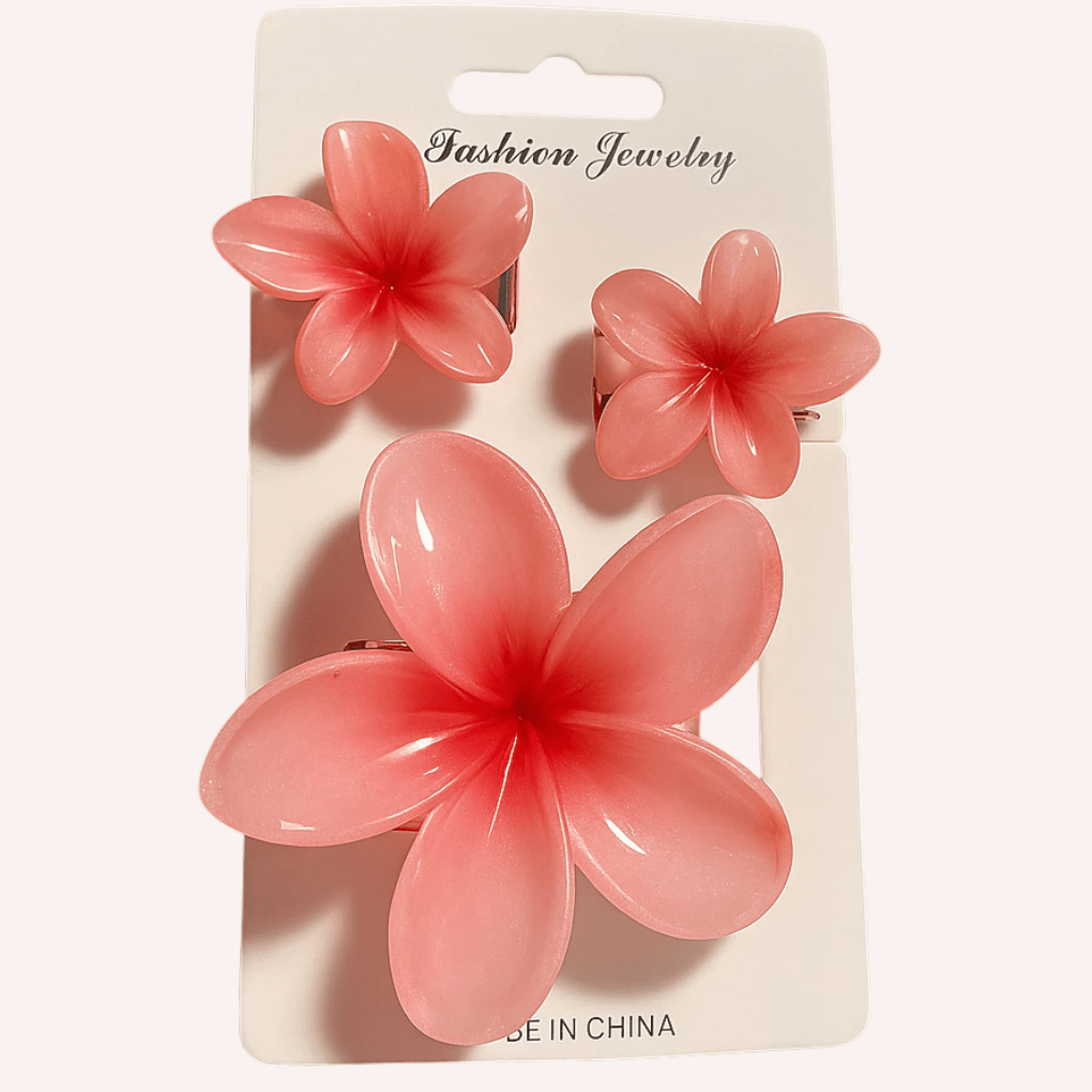 kit 3 mini presilha piranha cabelo com clip em formato de flor