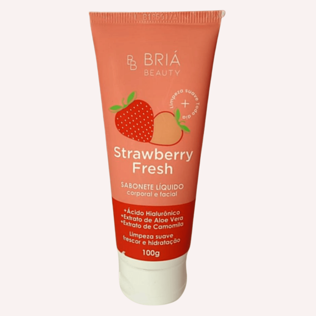 sabonete líquido facial e corporal strawberry fresh briá beauty