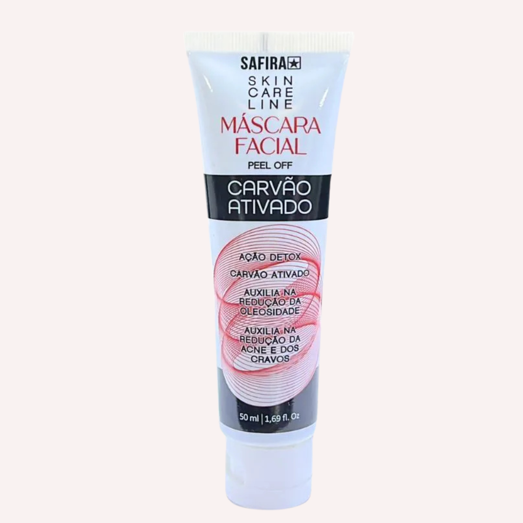 máscara facial peel off skincare carvão ativado safira